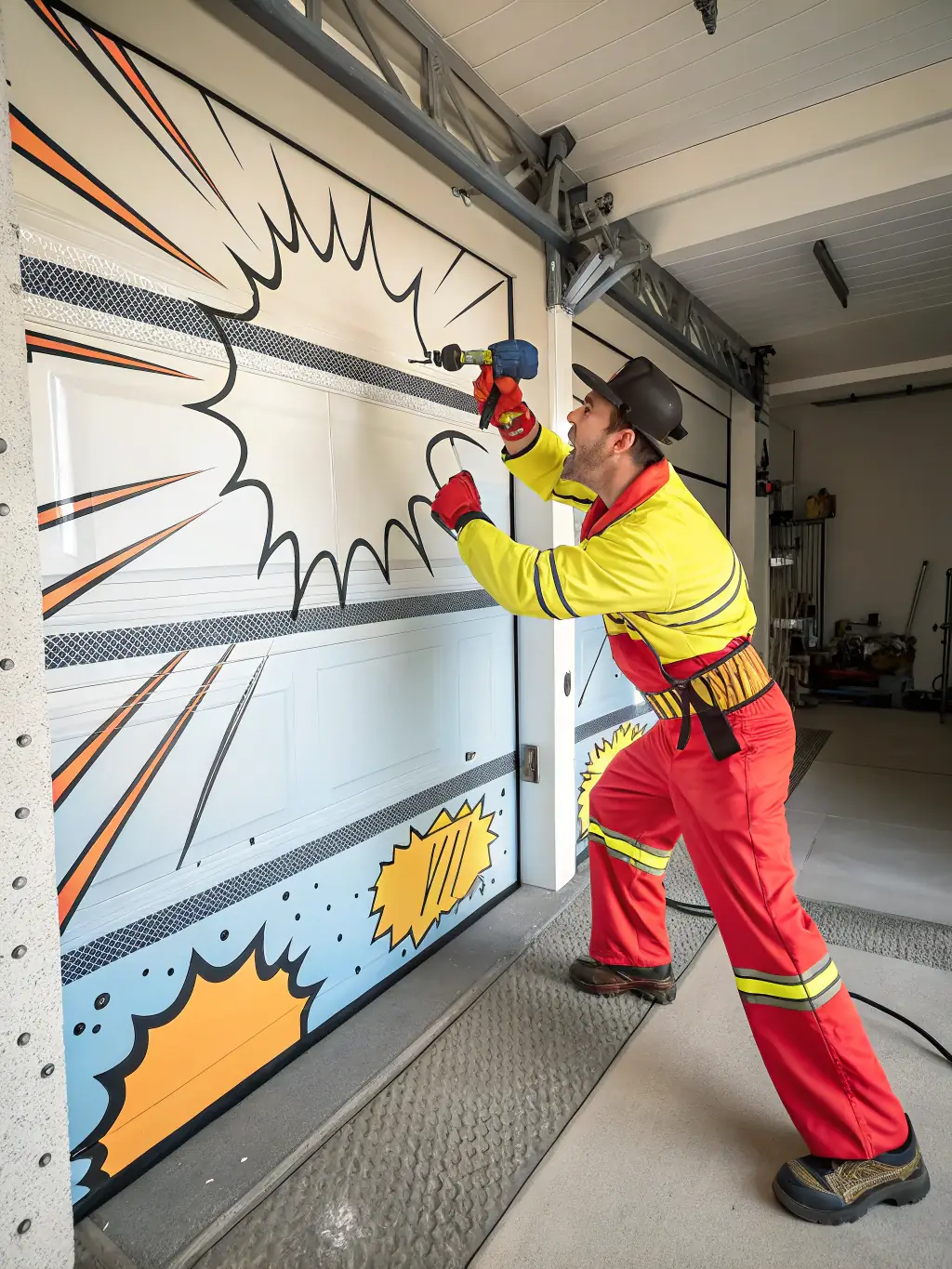 A detailed image of a Pro Auto Body Inc technician performing dent removal on a car panel, using specialized tools to restore the original shape.